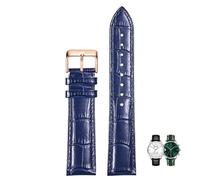 LEEKONENU Genuine Leather Watch Strap For Longines DolceVita L5.255 512 528 Red Watchband(Blue r1,18mm)