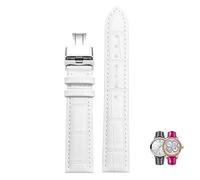 LEEKONENU Genuine Leather Watch Strap For Longines DolceVita L5.255 512 528 Red Watchband(White s2,18mm)