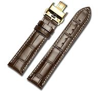 LEEKONENU Genuine leather watchband for Longines Master L2 Conquest Moon Phase L4 Elegant Flagship La Grande Classique watch straps(Brown w g,15mm)