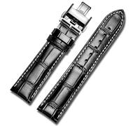 LEEKONENU Genuine leather watchband for Longines Master L2 Conquest Moon Phase L4 Elegant Flagship La Grande Classique watch straps(Black w s,21mm)