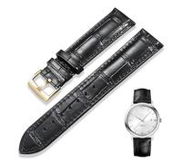 LEEKONENU Leather strap for Omega SEAMASTER DE VILLE 424 men's watchband with buckle bracelet(DV black gold,18mm)