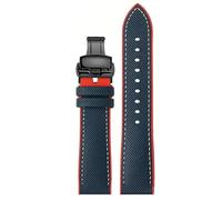 LEEKONENU Nylon Textured Silicone Watch Strap For IWC Pilot's Mark XVIII Portugiese Chronograph Portofino Bracelet(Blue(r) b2,22mm)