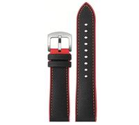 LEEKONENU Nylon Textured Silicone Watch Strap For IWC Pilot's Mark XVIII Portugiese Chronograph Portofino Bracelet(Black(r) s1,20-18mm)