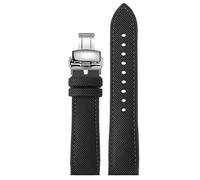 LEEKONENU Nylon Textured Silicone Watch Strap For IWC Pilot's Mark XVIII Portugiese Chronograph Portofino Bracelet(Black(b) s2,22mm)
