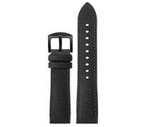 LEEKONENU Nylon Textured Silicone Watch Strap For IWC Pilot's Mark XVIII Portugiese Chronograph Portofino Bracelet(Black(b) b1,21mm)
