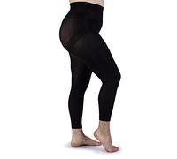 LEELA LAB Footless Tights for Plus Size Women, Tummy Control Leggings Women, Super-Matte, 120 Denier, Slimming and Comfortable - Made in Italy (Tg. 7) Black