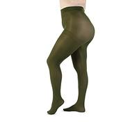 LEELA LAB Plus Size Tights for Women, 90 Denier, Curvy Winter Tights, Matte Stockings, Warm and Comfortable - Made in Italy (Military green, 5)