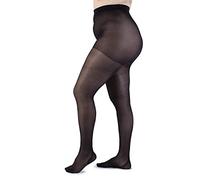 LEELA LAB Plus Size Tights with Back Seam, Sexy Stockings, 30 Denier Sheer Seamed Tights, Nude or Black - Made in Italy (Black, 8)