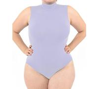 LEELA LAB Plus Size Turtleneck Bodysuit, Women's High-Neck Sleeveless Body in Seamless Microfibre - Made in Italy (Lilac, ML)