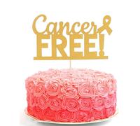 LeeLeeAn Cancer Free Cake Topper - Golden Glitter, 1 Count, 1 Piece, Celebration, Survivor Themed Party, Gold