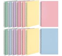 Leelosp 12 Pack Small Spiral Notebook A5 Lined College Ruled Spiral Journal 5.5 x 8.3 Inch Wire Bound Notebook Kraft Cover, 120 Pages for Work(Light Pastel)