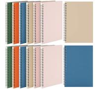 Leelosp 12 Pack Small Spiral Notebook A5 Lined College Ruled Spiral Journal 5.5 x 8.3 Inch Wire Bound Notebook Kraft Cover, 120 Pages for Work(Light Colored)