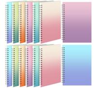 Leelosp 12 Pcs Small Spiral Notebook Lined Spiral Journal College Ruled Notebook Wire Bound Kraft Cover, 120 Pages for Work (Gradient Colors,5 x 7 Inch)