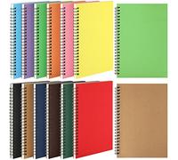 Leelosp 24 Pcs Small Spiral Notebook Lined Spiral Journal College Ruled Notebook Wire Bound Kraft Cover, 120 Pages for Work (Multicolor,5.5 x 8.3 Inch)