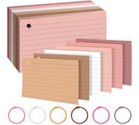 Leelosp 300 Pcs Colored Ruled Index Cards with 6 Rings Neon Color Study Flash Cards Single Hole Punched Lined Flashcards Studying Notecards One Side for School Supplies (Yellow Series, 3 x 5 In)