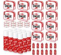 Leelosp 48 Pcs Cheer Gift Bulk for Team Cheerleader Party Favor Cheerleading Makeup Bag Bracelet Lip Balm Lipstick Holder Keychain for Women Teammates Gift Team Sports Party Supplies(Red)