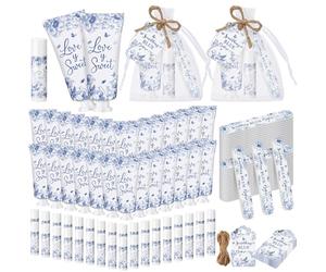 Leelosp 50 Sets Something Blue Before I Do Bridal Shower Hand Cream Lip Balm Nail File Gift Bulk Blue Floral Wedding Favors Travel Size Thank You Gifts Set Bridal Shower Favors for Guests