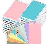 Leelosp 56 Pcs Small Pocket Notebooks 3 x 5 Inch Mini Memo Spiral Notepads Top Bound College Ruled Lined Note Pads for Office Journaling Noting Operation Christmas, 75 Sheets/Pad (Lovely Color)