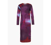 Leem Womens Prune Comb Abstract Print Long-sleeve Knit Midi Dress Xl