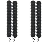 LEEMASING 24 Pack Sequin Mouse Costume Deluxe Ears Headband Bow Birthday Party Accessories Baby Shower Headwear Favors Decorations (Black)
