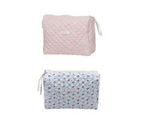 LEEMASING 2Pcs Kawaii Flower Cherry Rabbit Makeup Bag Large Travel Cosmetic Bag Quilted Coquette Makeup Pouch For Christmas, Birthday, Thanksgiving, Anniversary, Pink Blue, Fashion