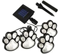 LEEMASING 4 Solar Dog Animal Paw Print Lights Garden Statue Lantern Led Path 3" Light Lamp for Outdoor Garden Path Landscape Walkway Yard (Cool White)