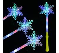 LEEMASING 5 Pcs LED Light Up Wands Magic Wand For Wedding Dance Floor Props,Reception,Concert,Camping (Snowflake)