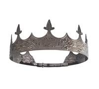 LEEMASING Crown Hair Jewelry Royal King Diadem Men Metal Big Tiaras For Halloween Costume (Pure Black)