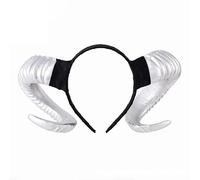 LEEMASING Halloween Gothic Devil Headband Sheep Horn Hairband Cosplay Accessories For Party Decoration Cosplay Costume Headpiece (Silver)