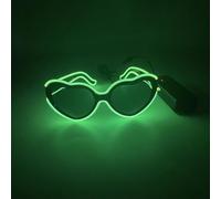 LEEMASING Heart-shaped EL Luminous Glasses LED Luminous Glasses For Birthday Wedding New Year Cosplay Christmas (Light Green)