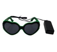 LEEMASING Heart-shaped EL Luminous Glasses LED Luminous Glasses For Birthday Wedding New Year Cosplay Christmas (Dark Green)
