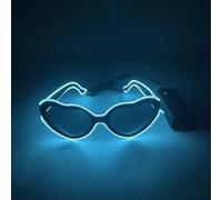 LEEMASING Heart-shaped EL Luminous Glasses LED Luminous Glasses For Birthday Wedding New Year Cosplay Christmas (Light Blue)