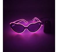 LEEMASING Heart-shaped EL Luminous Glasses LED Luminous Glasses For Birthday Wedding New Year Cosplay Christmas (Pink)