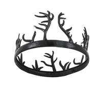 LEEMASING King Queen Antlers Metal Crown Round Hair Crown Costume Party Accessories For Pageant Birthday Wedding Halloween (Black)