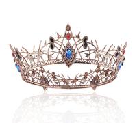 LEEMASING King Queen Metal Crown Rhinestone Crystal Crown For Prom, Theater, Birthday, Celebrations, Halloween, Cosplay (Bronze)