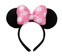 LEEMASING Light Up Mouse Deluxe Ear Headband Flashing Bow Polka Dot LED Party-Rave For Wedding Festival Holiday Christmas (Pink 1)