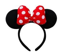 LEEMASING Light Up Mouse Deluxe Ear Headband Flashing Bow Polka Dot LED Party-Rave For Wedding Festival Holiday Christmas (Red 1)