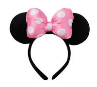 LEEMASING Light Up Mouse Deluxe Ear Headband Flashing Bow Polka Dot LED Party-Rave For Wedding Festival Holiday Christmas (Pink 1)