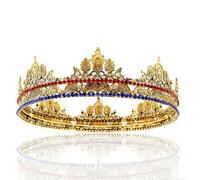 LEEMASING Medieval Vintage King Queen Crown For Cosplay Birthday Wedding Homecoming Party (Dark Golden)