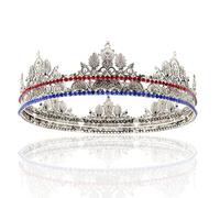 LEEMASING Medieval Vintage King Queen Crown For Cosplay Birthday Wedding Homecoming Party (Dark Silver)