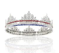 LEEMASING Medieval Vintage King Queen Crown For Cosplay Birthday Wedding Homecoming Party (Silver)