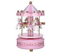 LEEMASING Music Box Carousel Gift Christmas Wedding Birthday Decor Cake Topper For Girl Mom Daughter Valentine's Day Thanksgiving Gift Ornament (Pink)