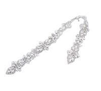 LEEMASING Rhinestone Crystal Bridal Dress Sash Belt Wedding Party Prom Sash With Ribbon For Women Gown Evening Prom Clothes, Silver, Medium