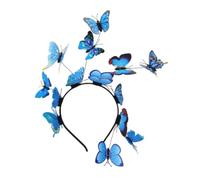 LEEMASING Women Girl Party Fairy Butterfly hair head band headband Tiara Hoop Fascinator For Pageants Wedding Prom Birthday (Blue)