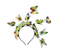 LEEMASING Women Girl Party Fairy Butterfly hair head band headband Tiara Hoop Fascinator For Pageants Wedding Prom Birthday (Yellow)