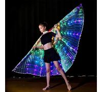 Leemiman LED Butterfly Isis Wings Belly Dance Wings Costumes with Sticks for Stage Performance Rainbow