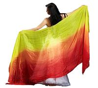 Leemiman Women 2.5 m Long Belly Dance Silk Veils Hand-made Dyed Veil (Red Orange Yellow)