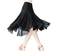 Leemiman Women Ballroom Dance Skirts Long Swing Skirt Waltz Latin Salsa Belly Dance Skirt for Dancing Flamenco Costume, Black, One Size