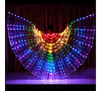 Leemiman Women Belly Dance LED Wings for Adult Belly Dance Costumes for Halloween Christmas Party Wings with Sticks (Rainbow)