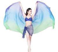 Leemiman Women Belly Dance Veil Chiffon Dancing Hand Scarf Gradual Color Adult Size Length 2.5M Width 1.14M (Green Blue Purple)